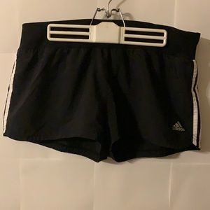 Adidas lined shorts, black with white stripes